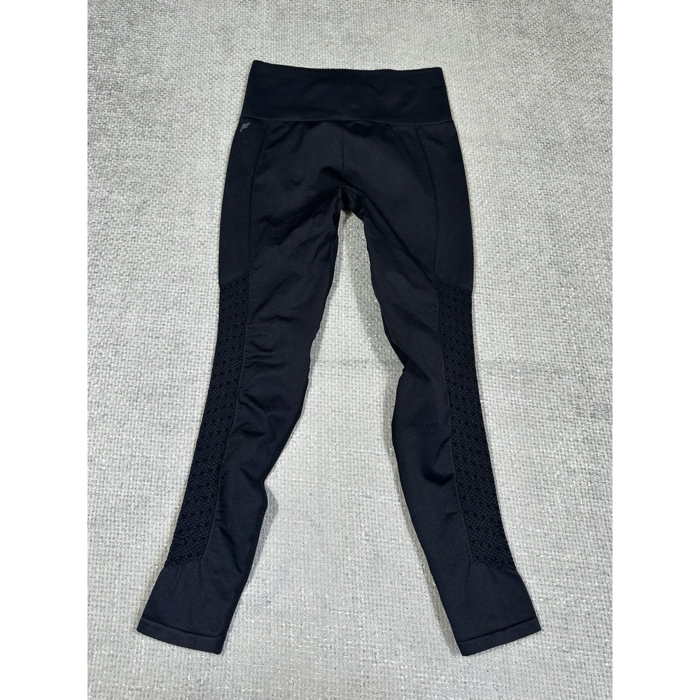 Fabletics Leggings Women XS Black‎ Sync Seamless High Waisted 7/8 Mesh Panel - Picture 2 of 11